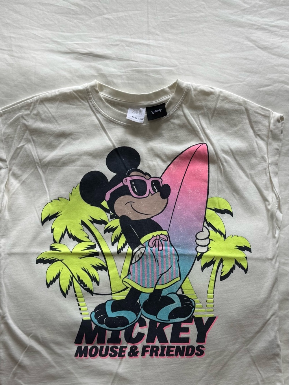 Disney Mickey Mouse Surf Graphic Tee - Cream, Pink, Neon Green, Black